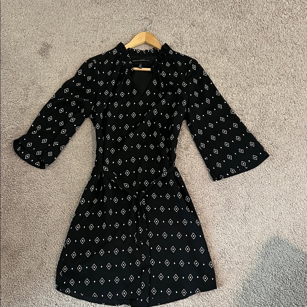 White House Black Market Black and White Geometric Dress